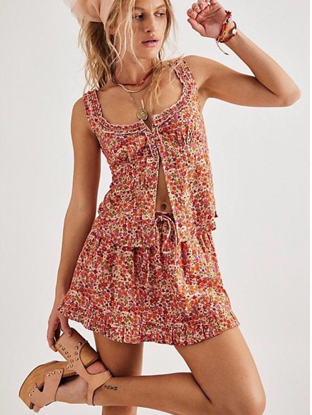 FREE PEOPLE Ellia Printed Set (skort & top) size extra small